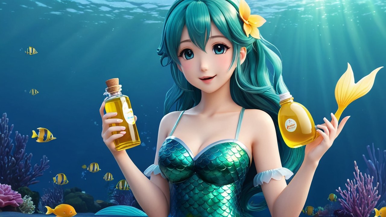 Vibrant Underwater Scene with Animated Mermaid and Fish