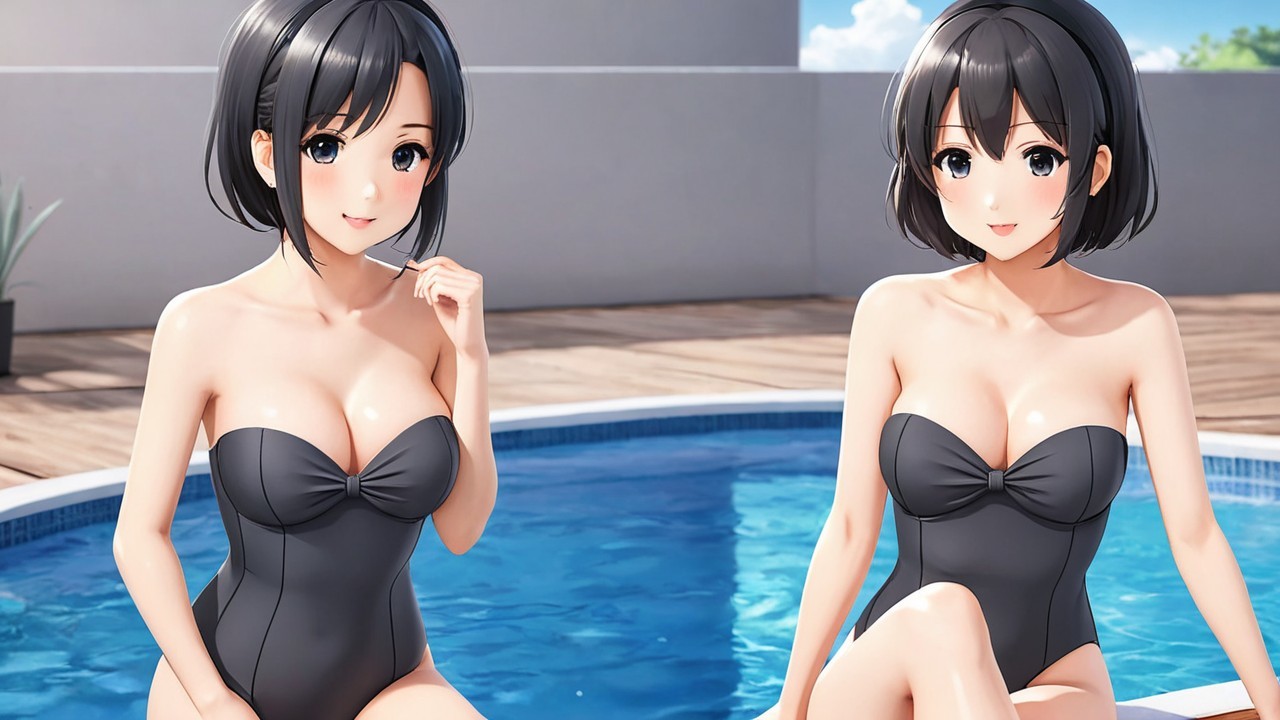 Animated Characters by Poolside in Stylish Swimsuits