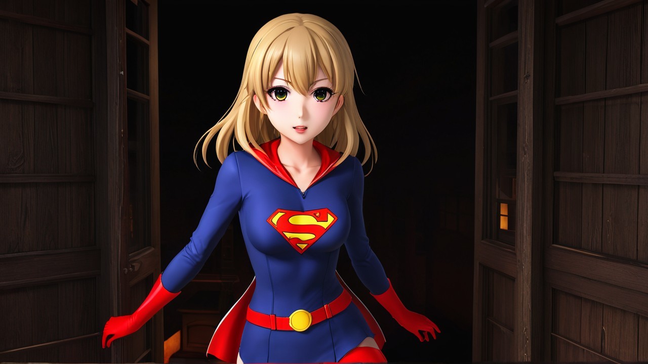 Dynamic Character in Vivid Superhero Outfit Description