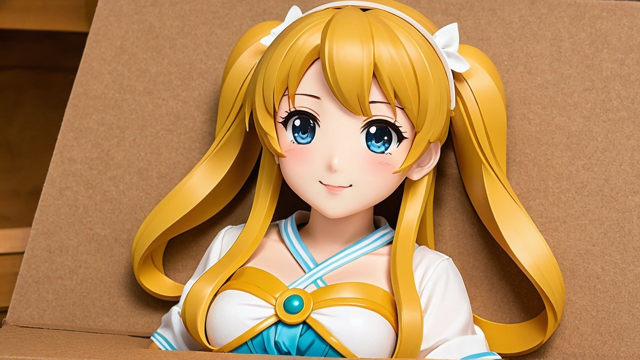 Charming Figure of a Girl with Pigtails and Box