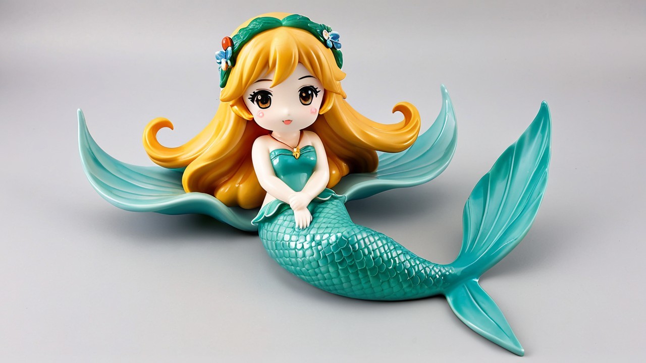Whimsical Mermaid Figurine with Turquoise Tail