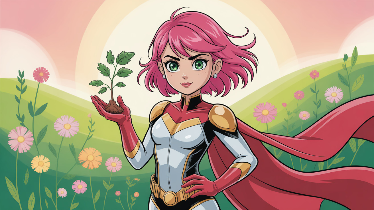 Vibrant Comic Book Illustration of a Superheroine