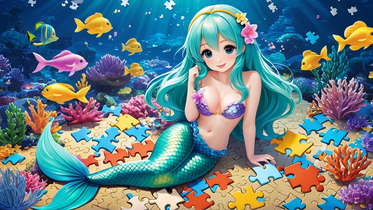 Vibrant Underwater Scene with Mermaid and Coral Reefs