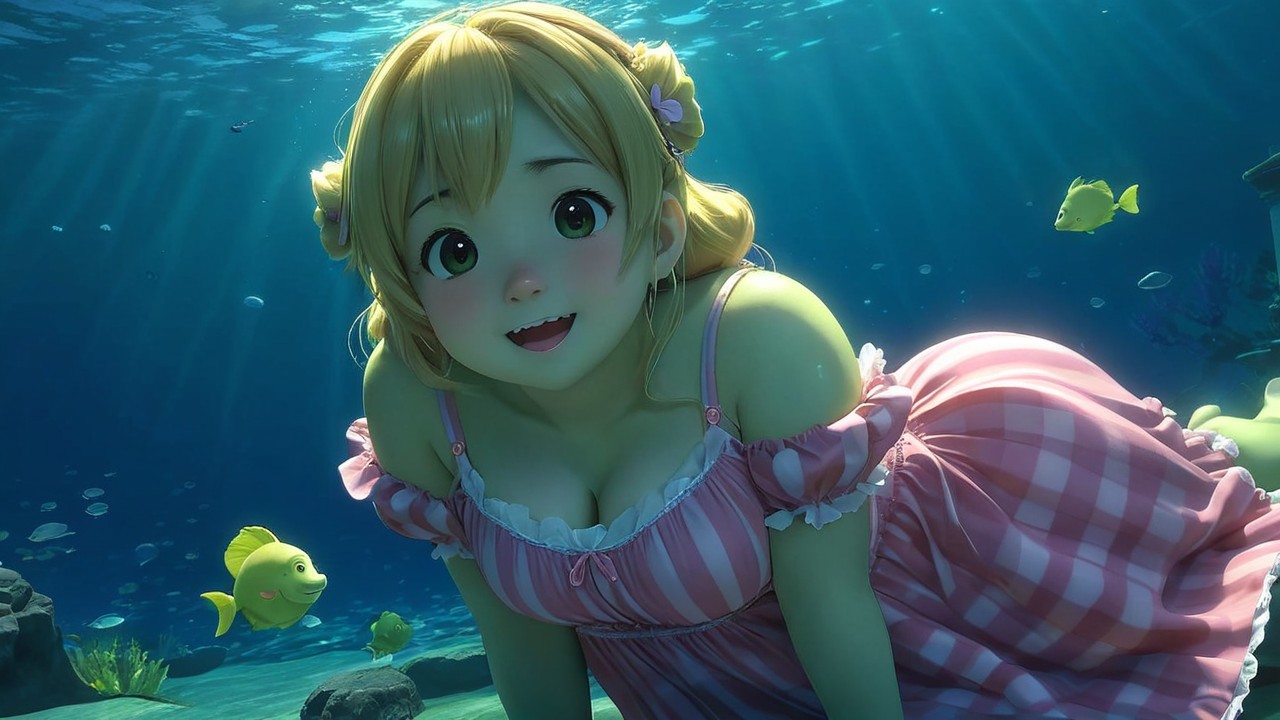 Charming Animated Character in Vibrant Underwater Scene