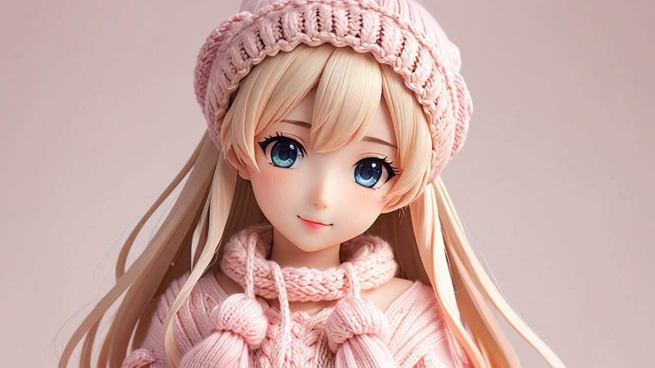 Young girl figure with blonde hair and pink sweater