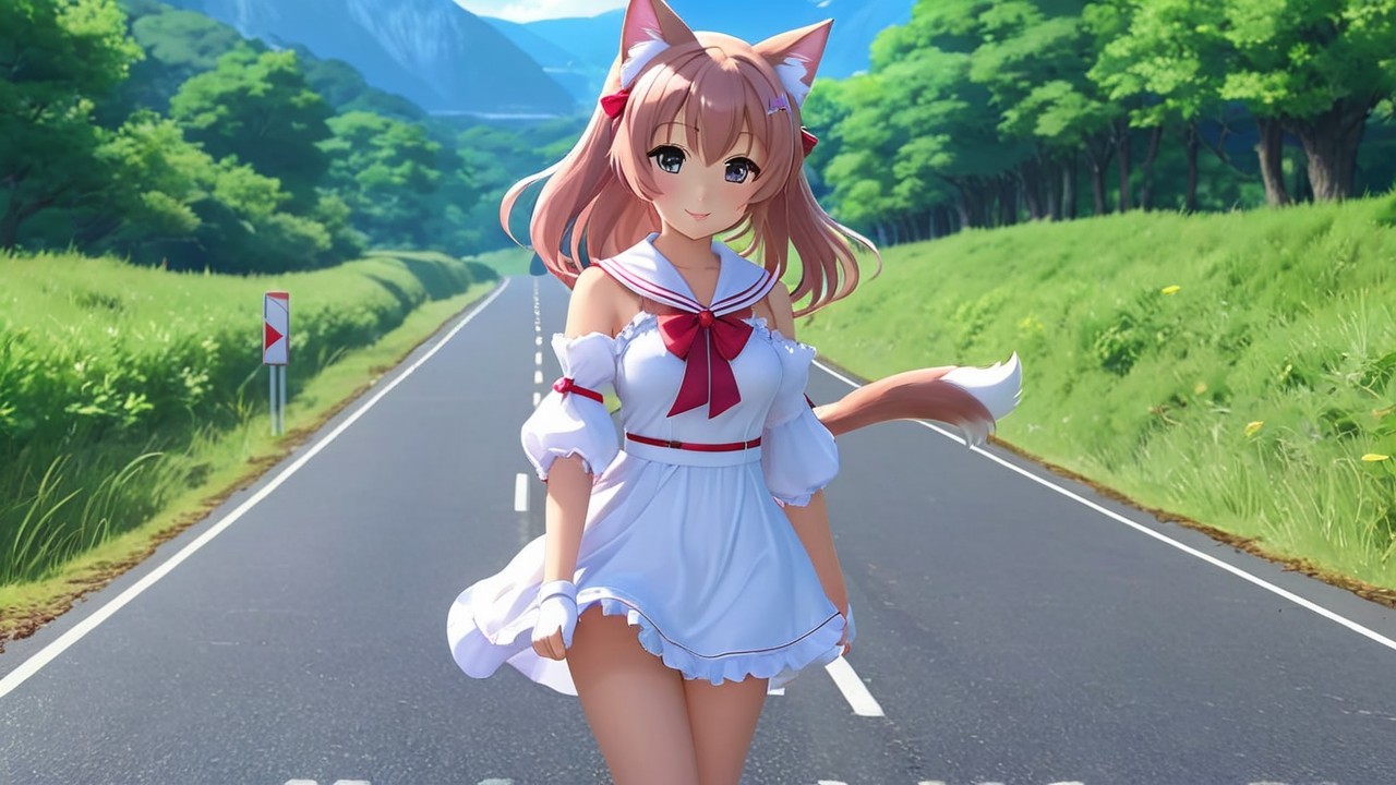 Charming Anime Character in a Lush Landscape