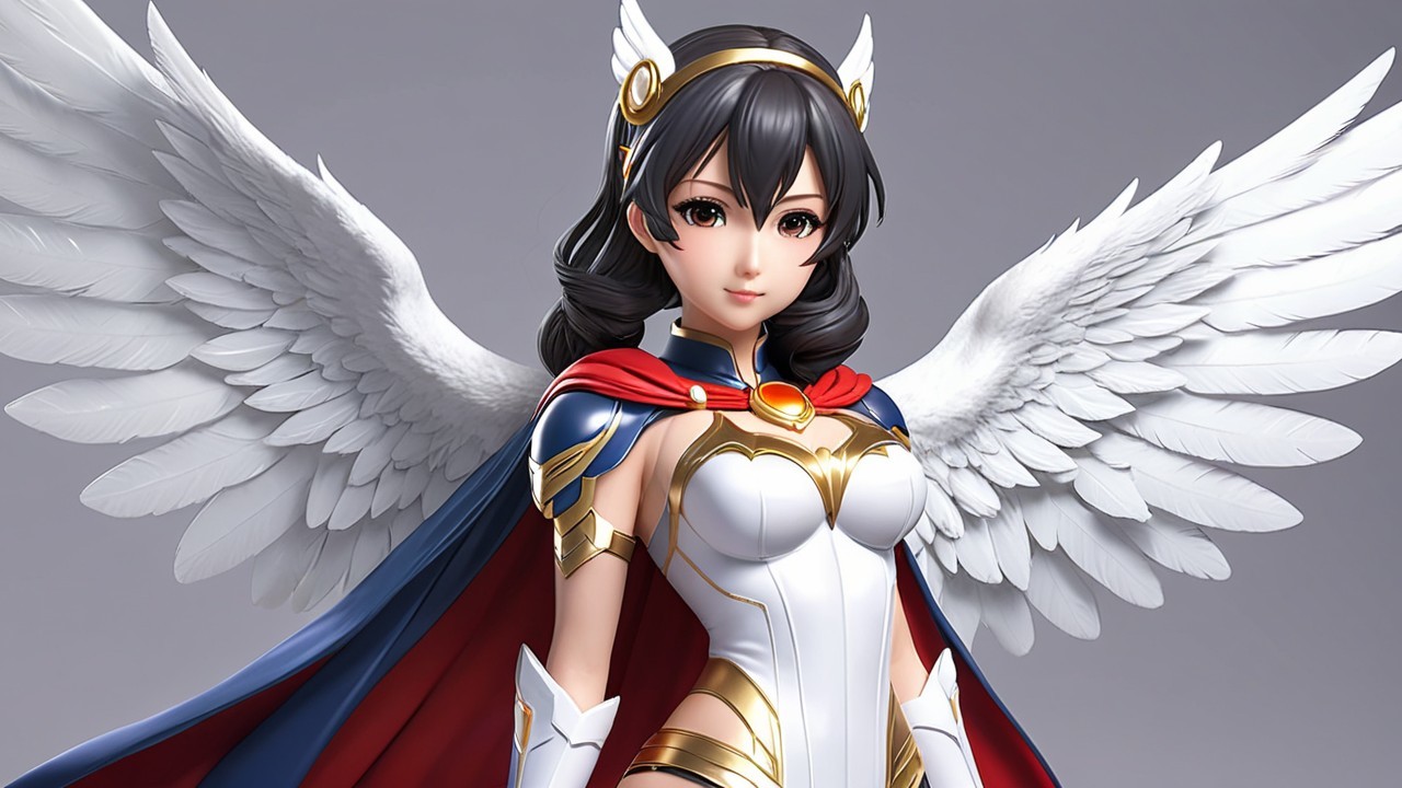 Heroic Female Figure with Feathered Wings and Cape