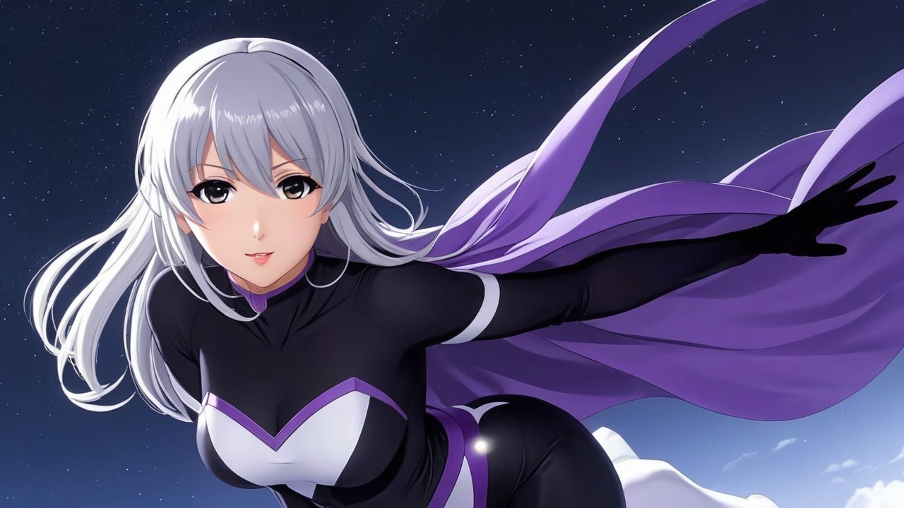 Anime Character with Silver Hair in Dynamic Pose