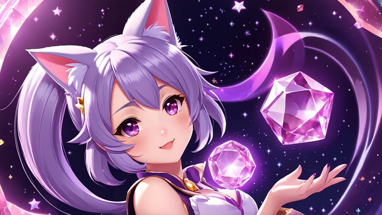 Charming Character with Cat-Like Features and Magic