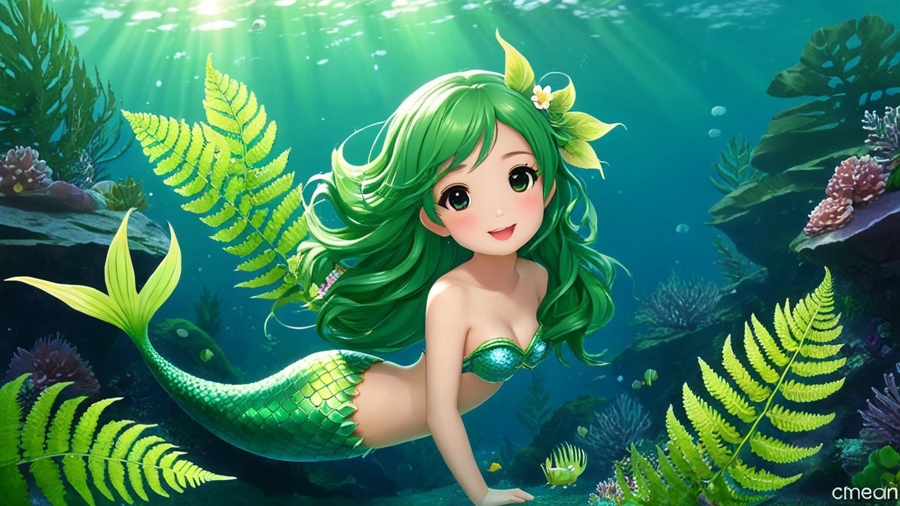 Cheerful Animated Mermaid in Colorful Ocean Scene