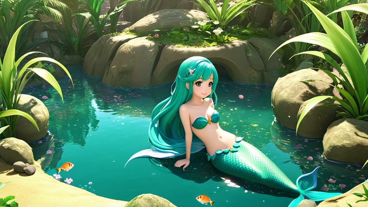 Luminous Mermaid in Tropical Underwater Paradise