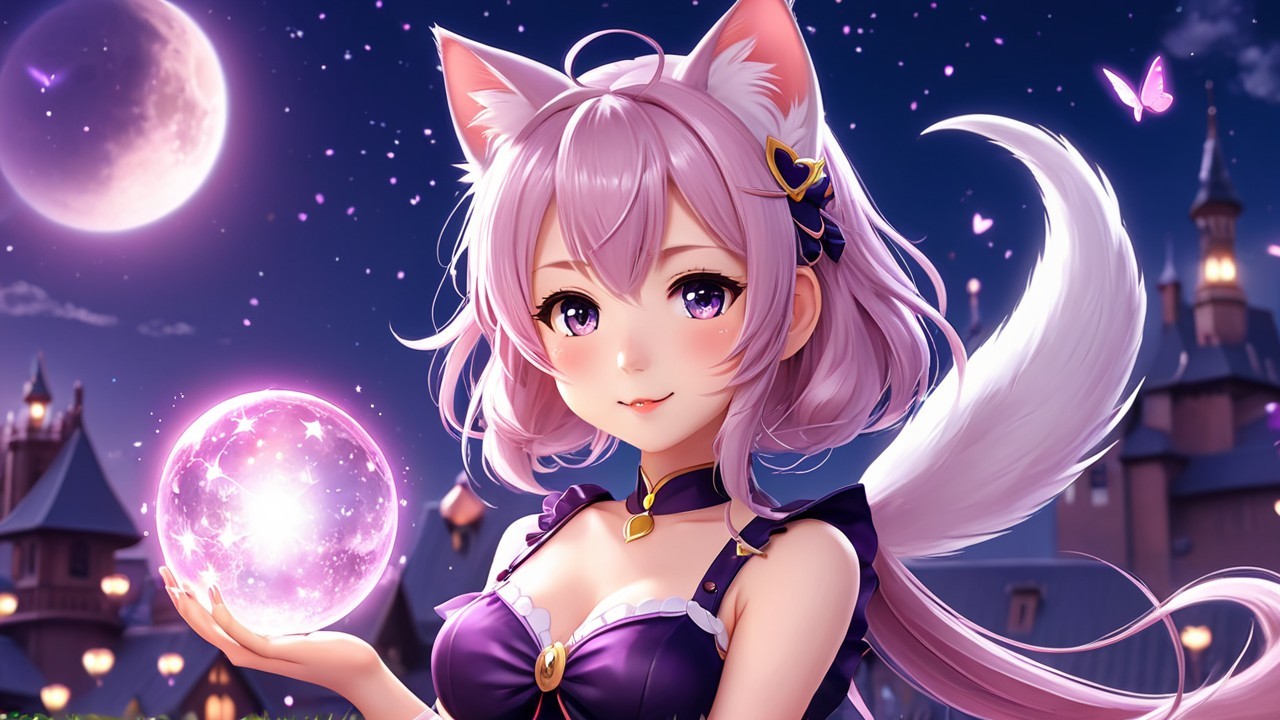 Whimsical Character in Magical Night Scene