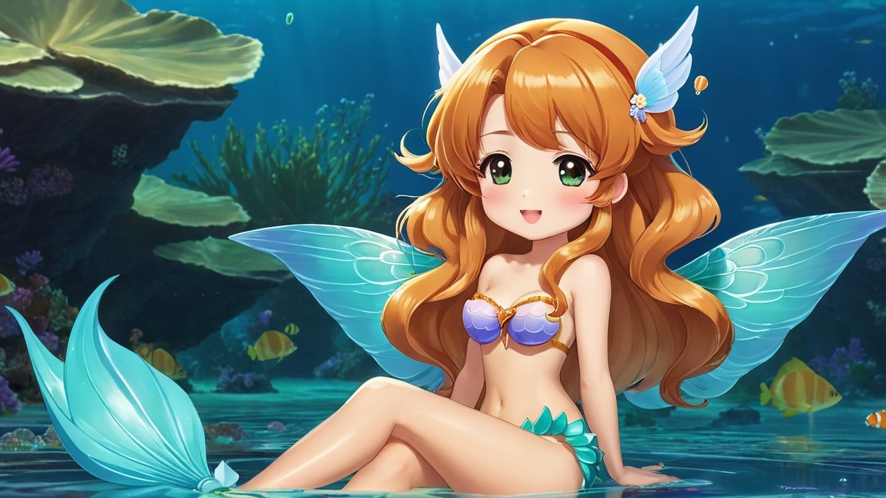 Animated mermaid in vibrant underwater scene