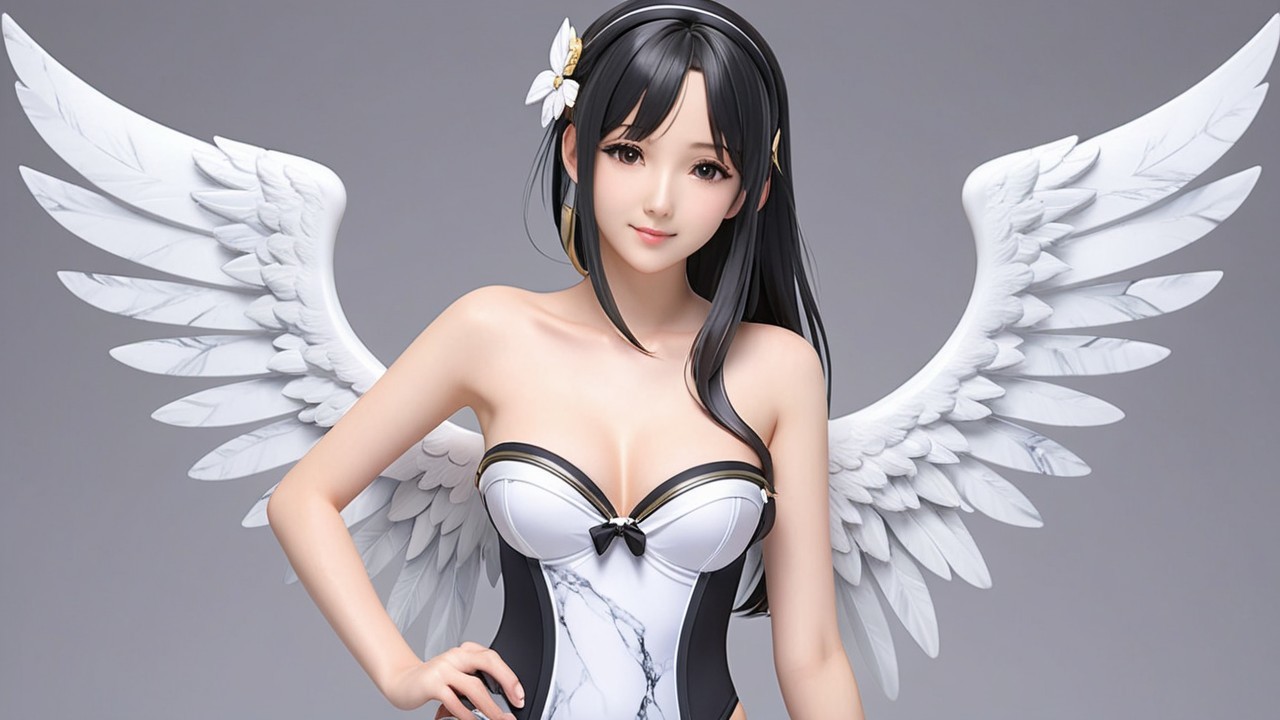Ethereal Character with Majestic White Wings and Elegance