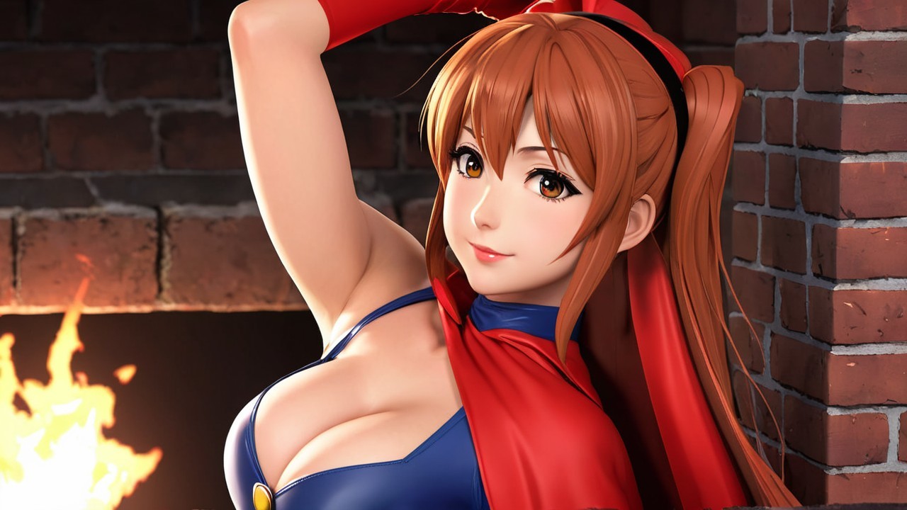 Female character with orange hair in superhero attire