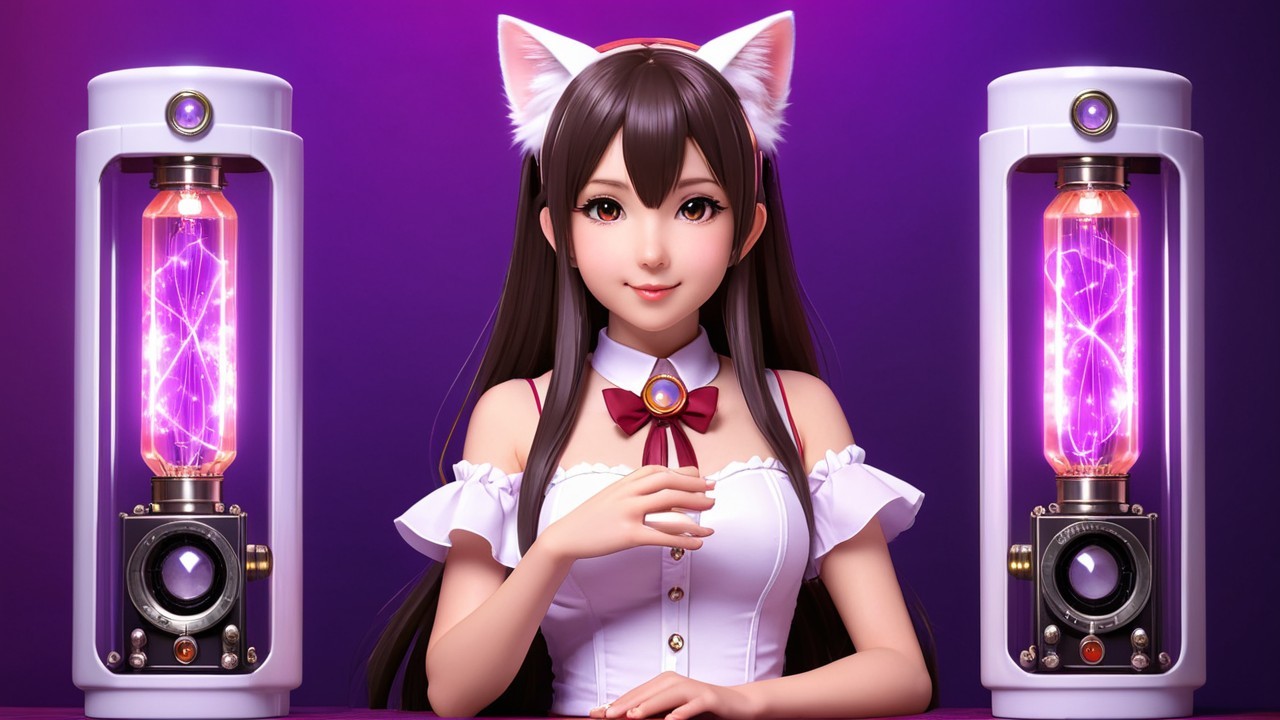 Enchanting Catgirl with Nixie Tube Magic