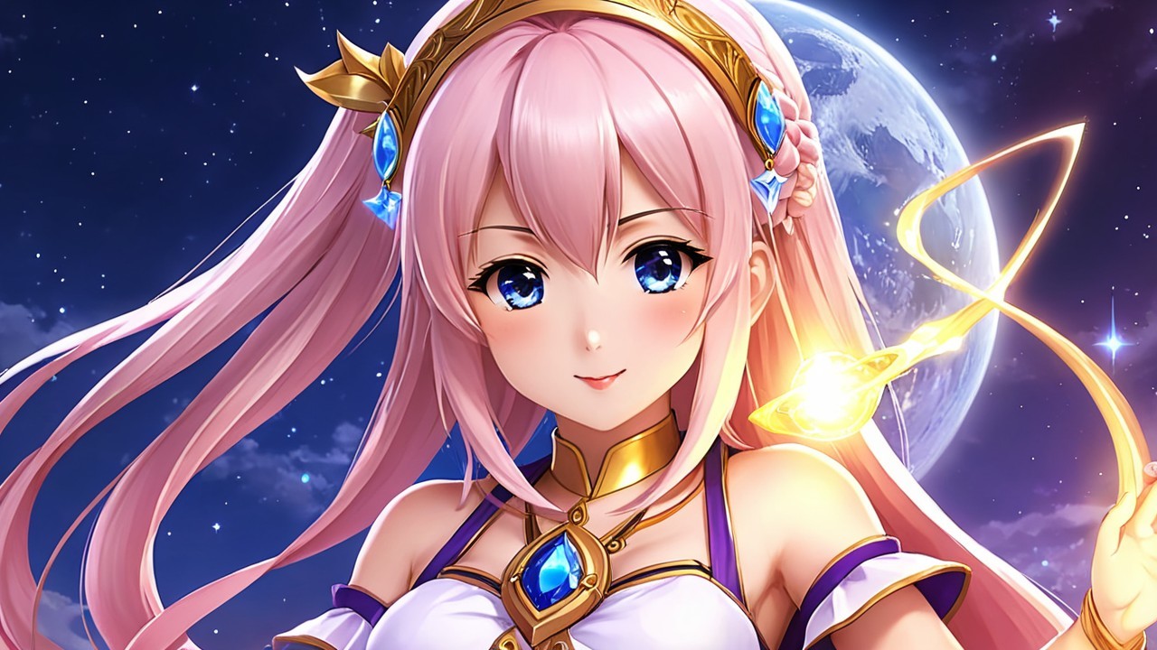 Magical Character Under a Starry Night Sky