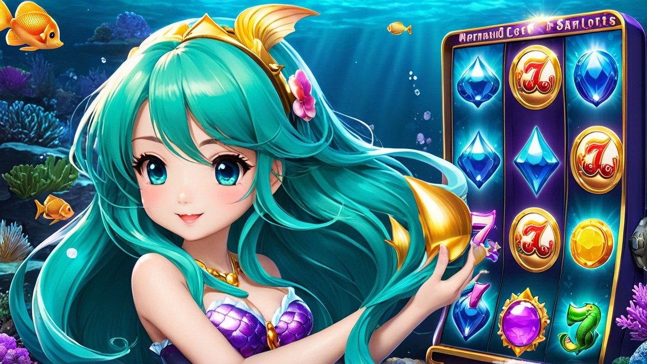 Underwater Scene with Mermaid and Slot Machine Decor
