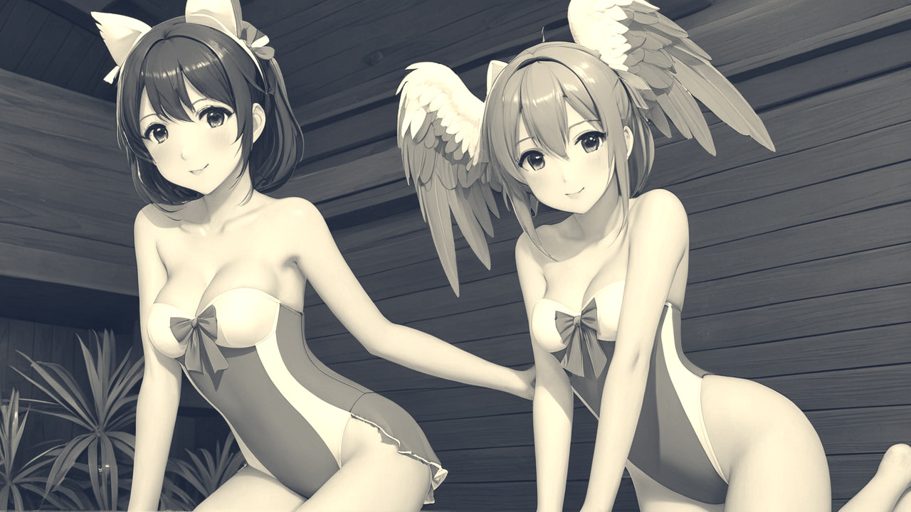 Anime Characters in Stylish Swimsuits with Bows