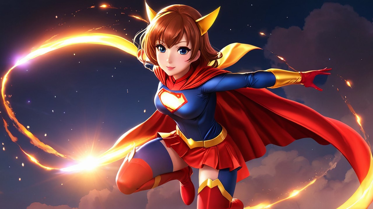 Vibrant Illustration of a Female Superhero in Action