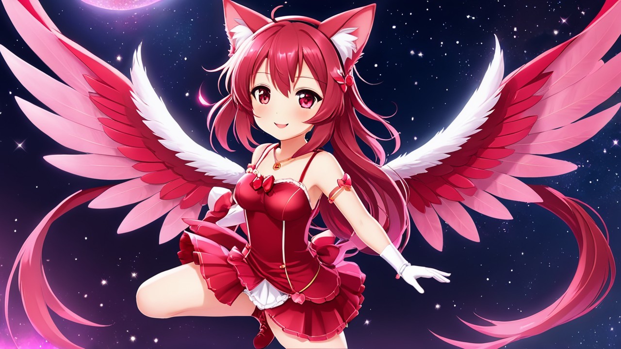 Anime Character with Red Hair and White Wings