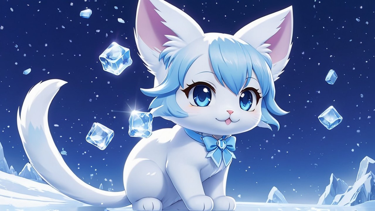 Illustration of a Cat in a Starry Winter Scene