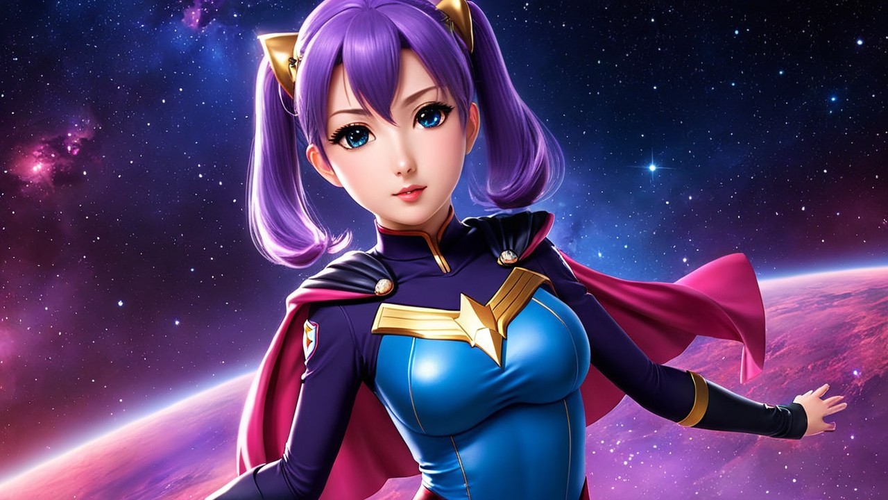 Anime Character in Cosmic Space with Vibrant Colors