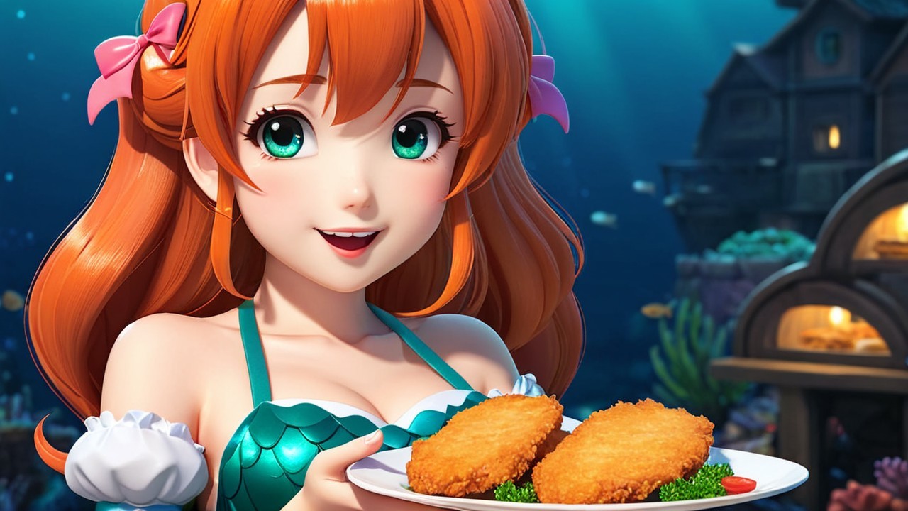 Cheerful Animated Character in Underwater Scene