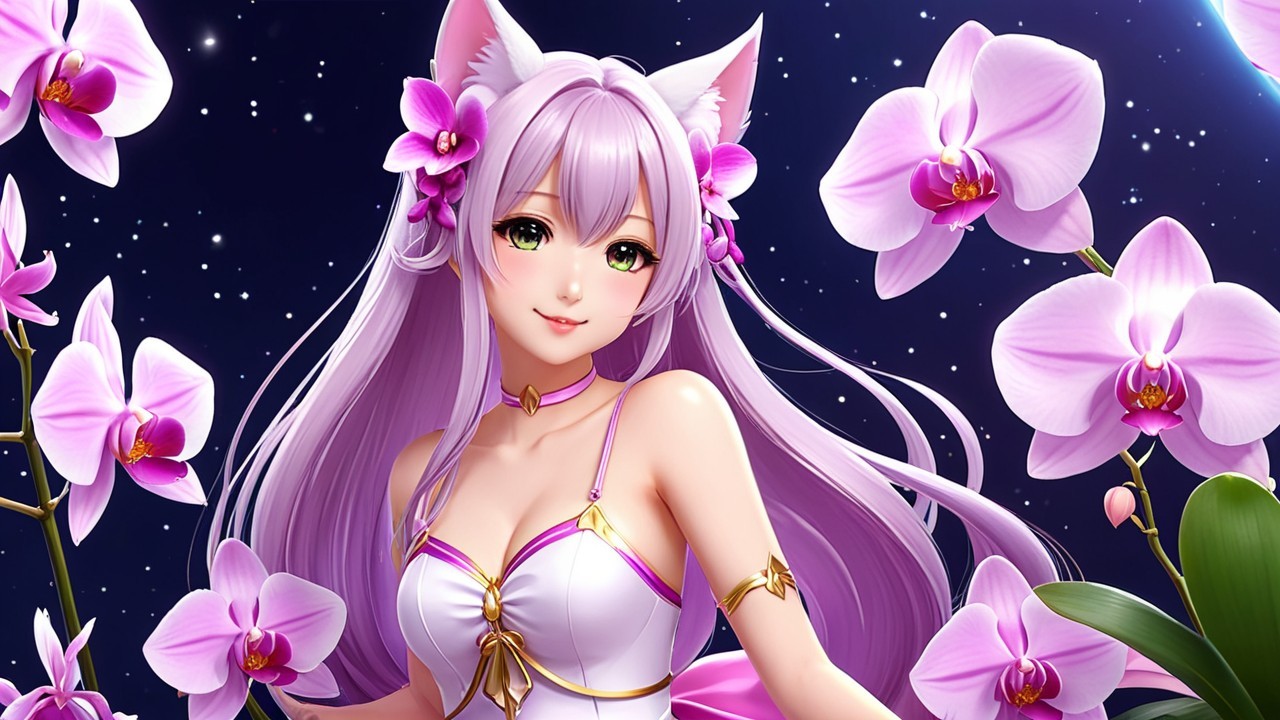 Fantasy Illustration of Young Woman with Lavender Hair