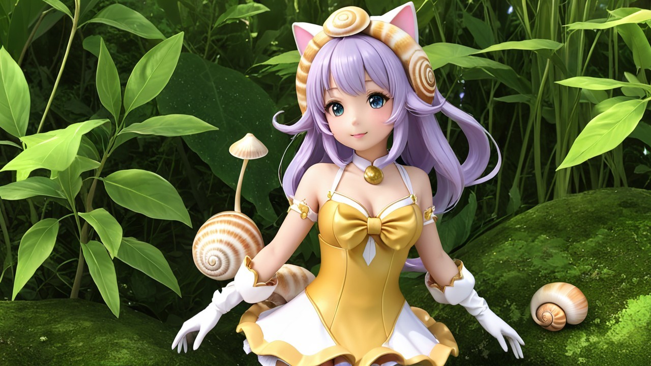 Whimsical anime character with lavender hair and cat ears