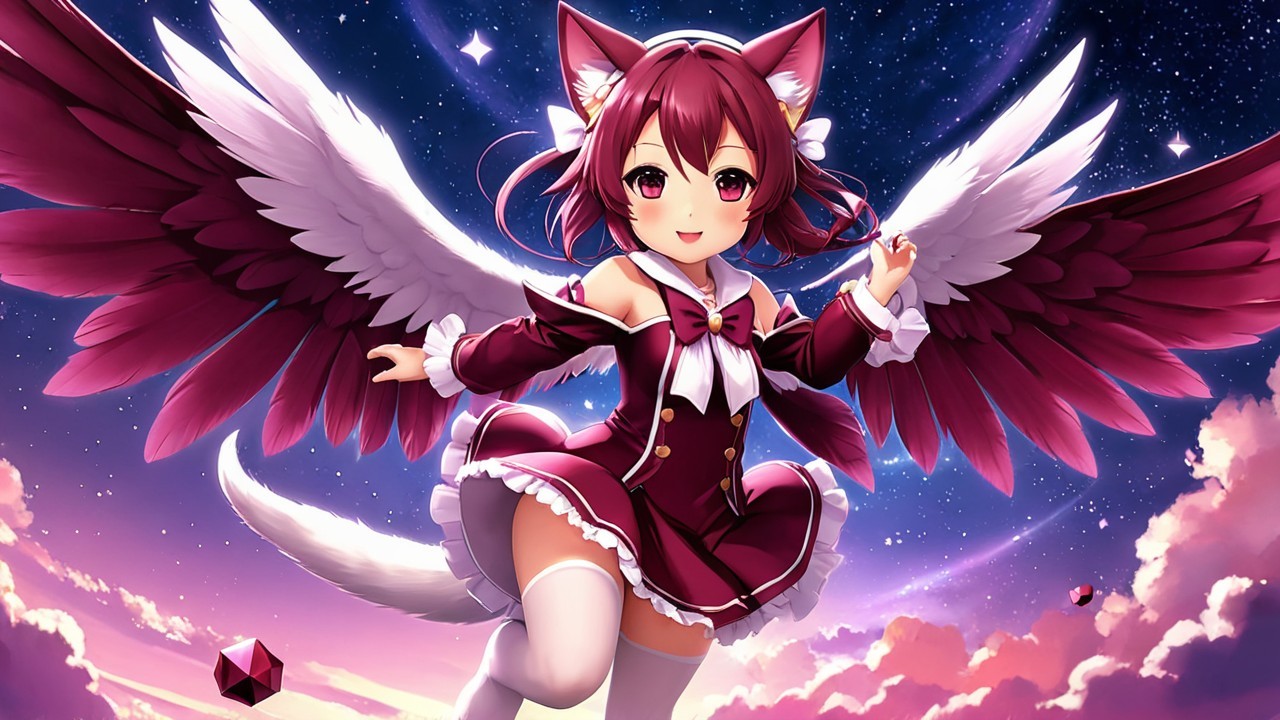 Whimsical Anime Character with Pink Hair and Wings