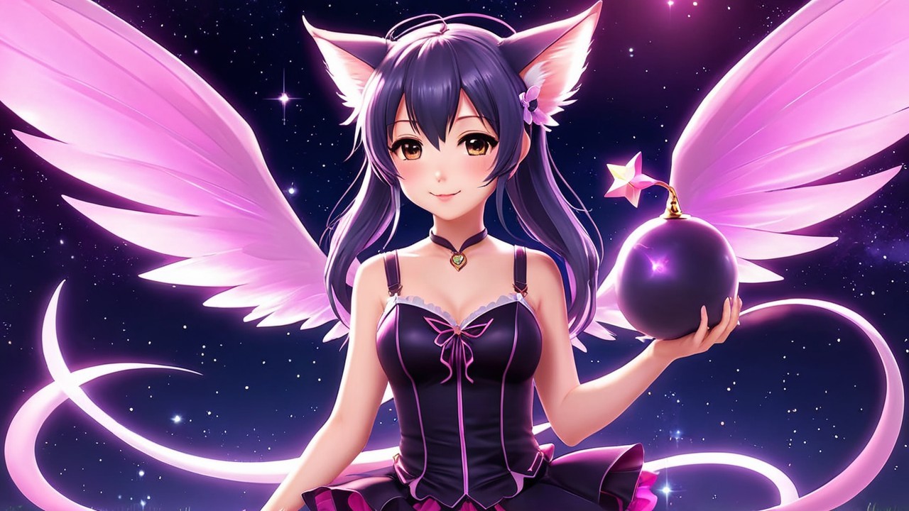 Anime Character with Dark Hair and Fluffy Ears