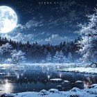 Serene Winter Landscape Under Full Moonlight