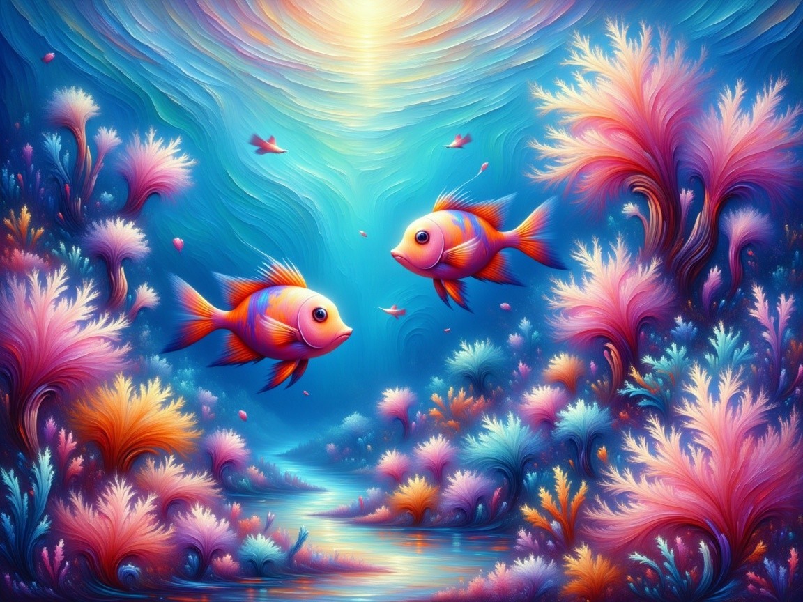 Vibrant Underwater Scene with Colorful Fish and Coral