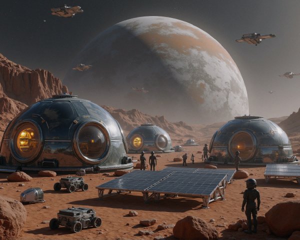 Futuristic Domed Habitats on an Alien Landscape