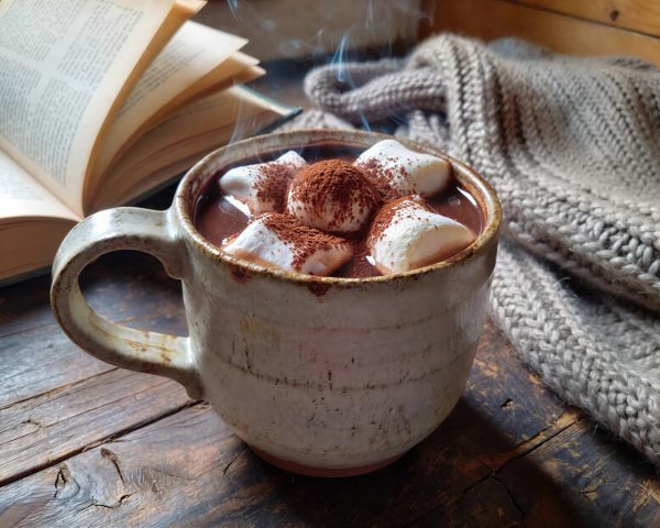 Close-up of Hot Chocolate with Marshmallows and Cocoa