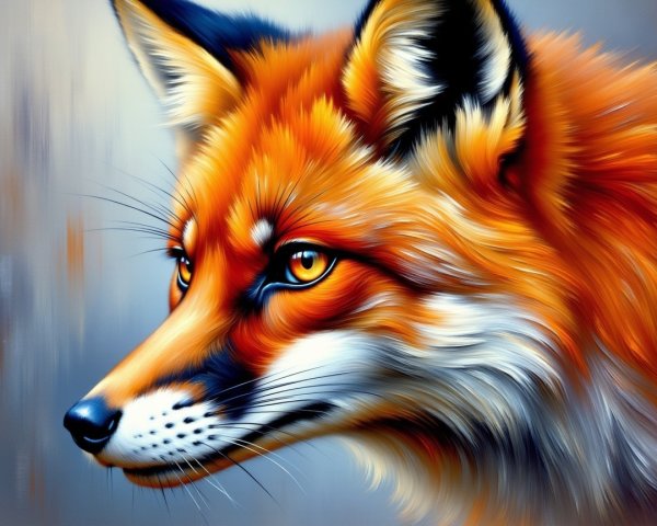 Vividly Painted Fox with Striking Orange Fur Details