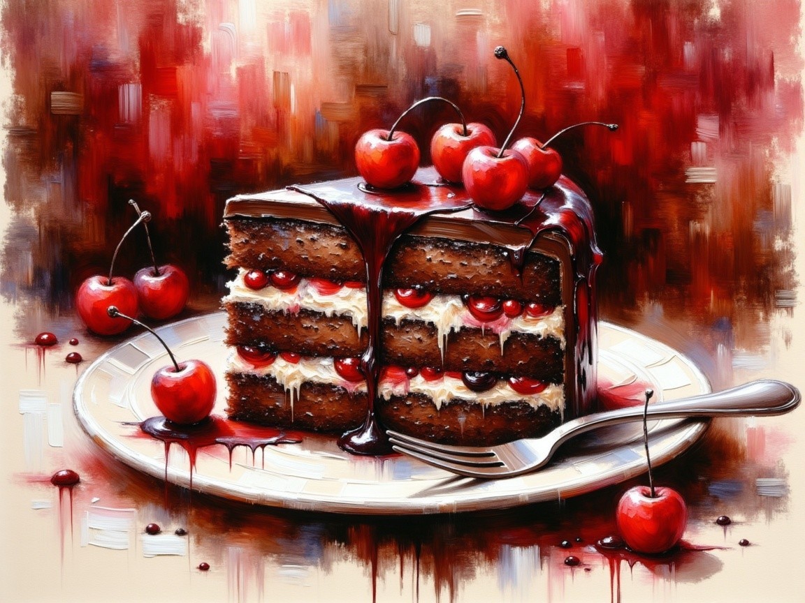Chocolate Cake with Ganache and Cherry Topping