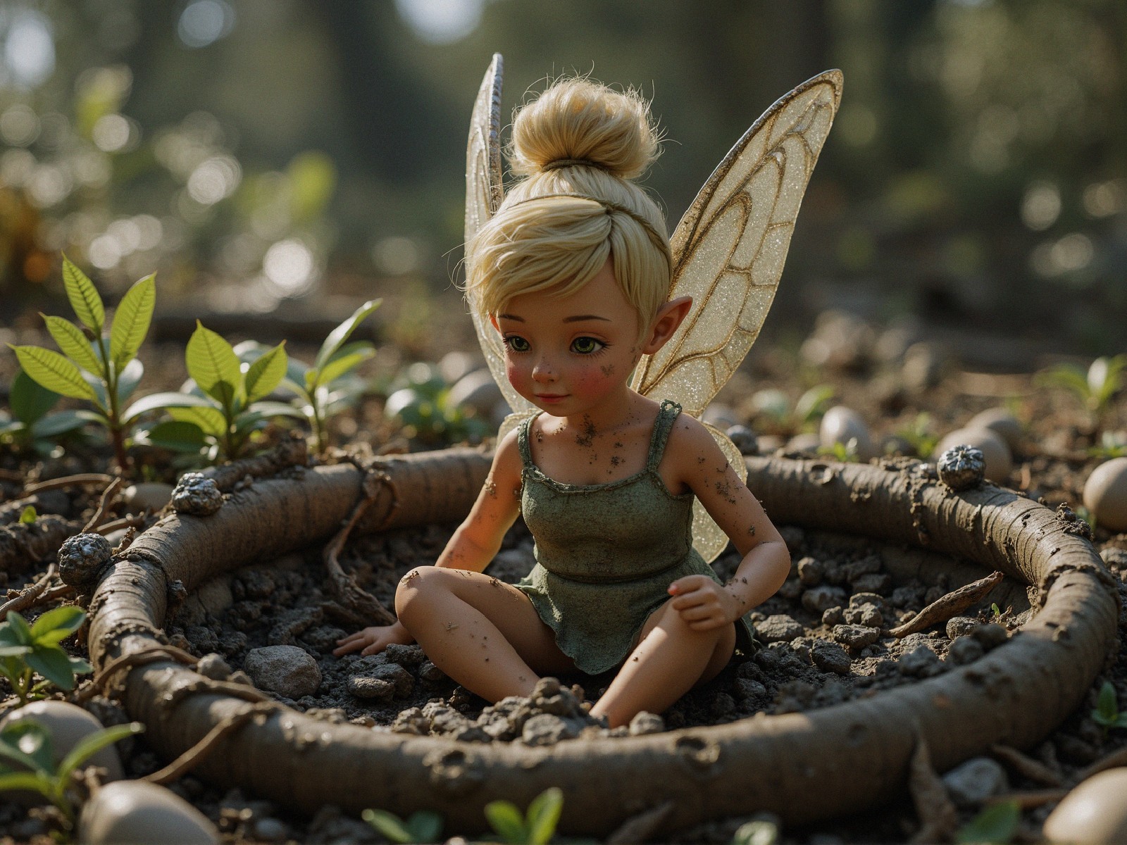 Charming Fairy Doll in Enchanted Forest Setting