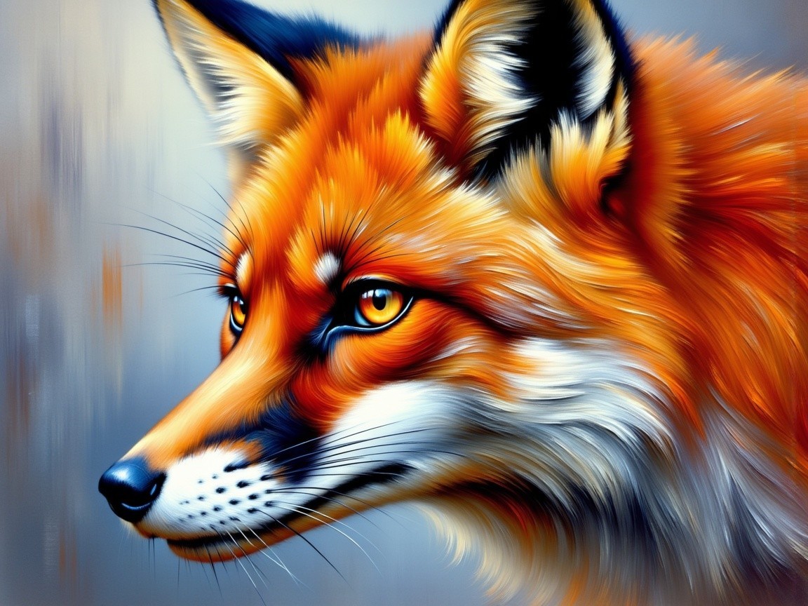 Vividly Painted Fox with Striking Orange Fur Details