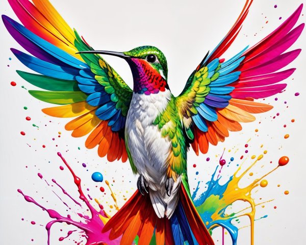 Vibrant Hummingbird with Iridescent Feathers Artwork
