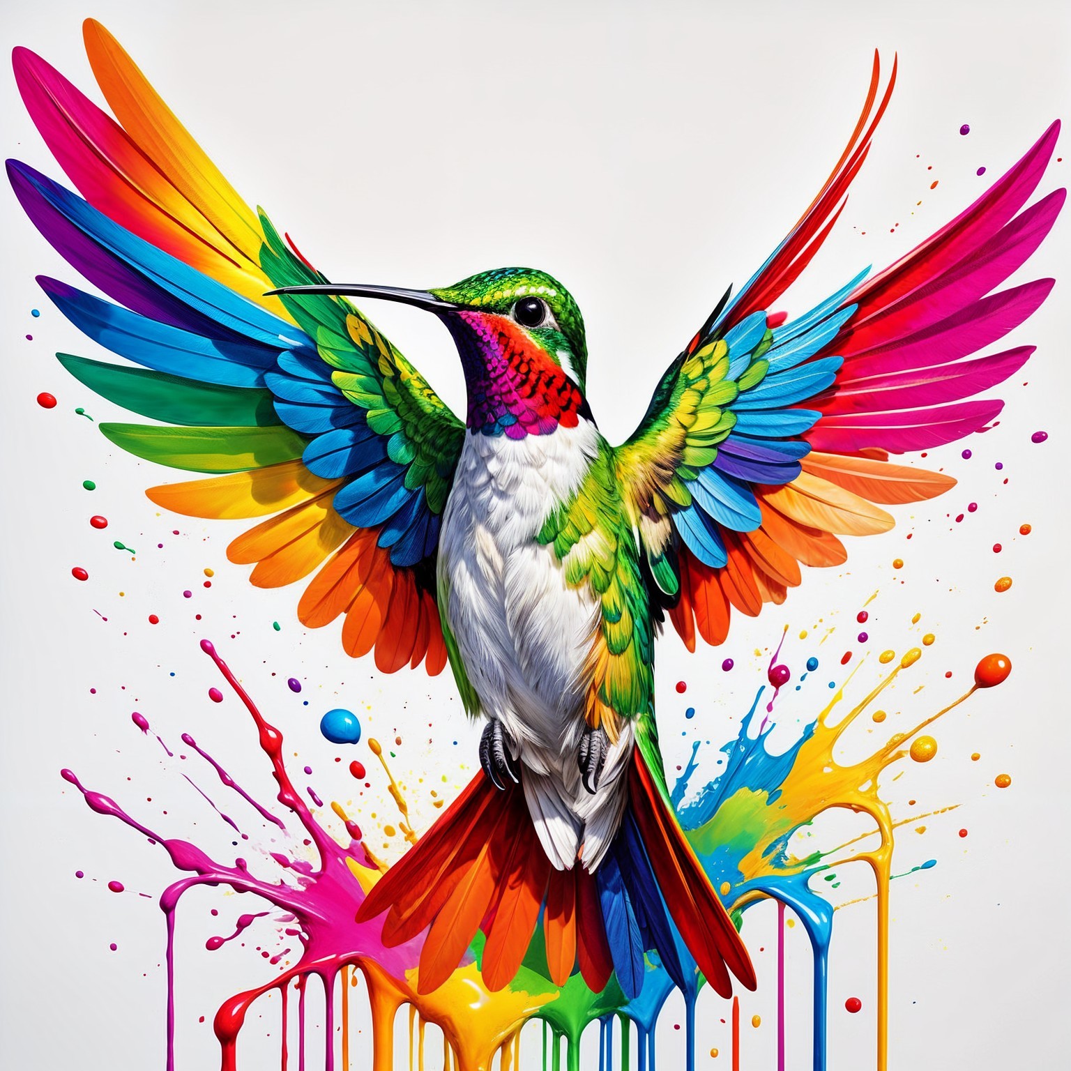 Vibrant Hummingbird with Iridescent Feathers Artwork