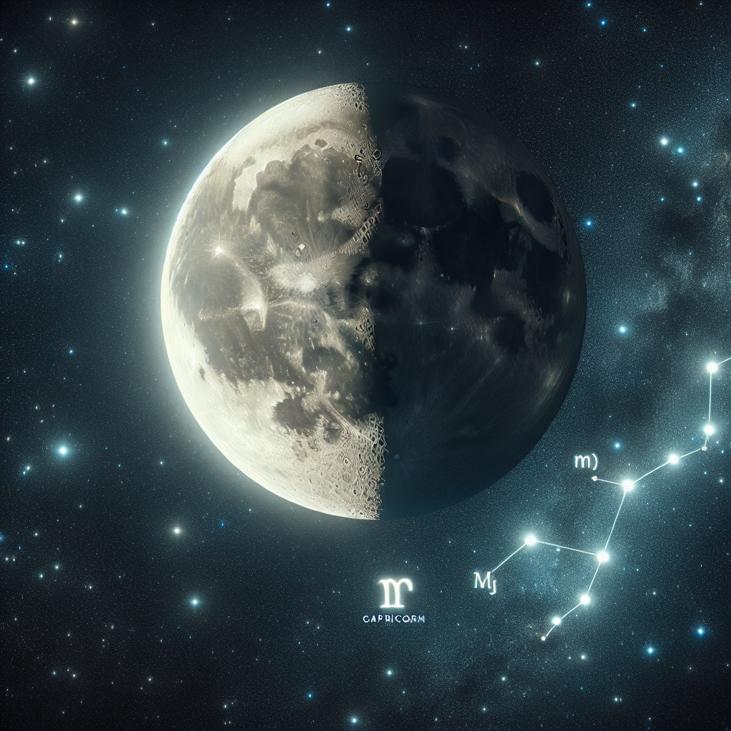 Celestial Scene with Moon and Capricorn Constellation