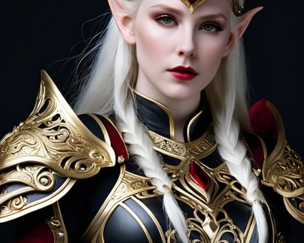 Character in Elaborate Armor with Gold Detailing