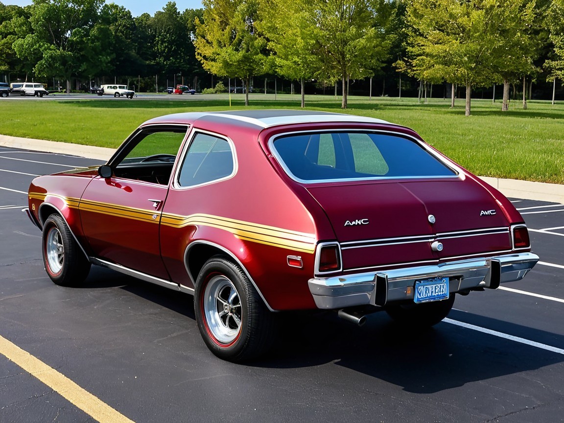 Vintage AMC Car in Maroon with Gold Stripes