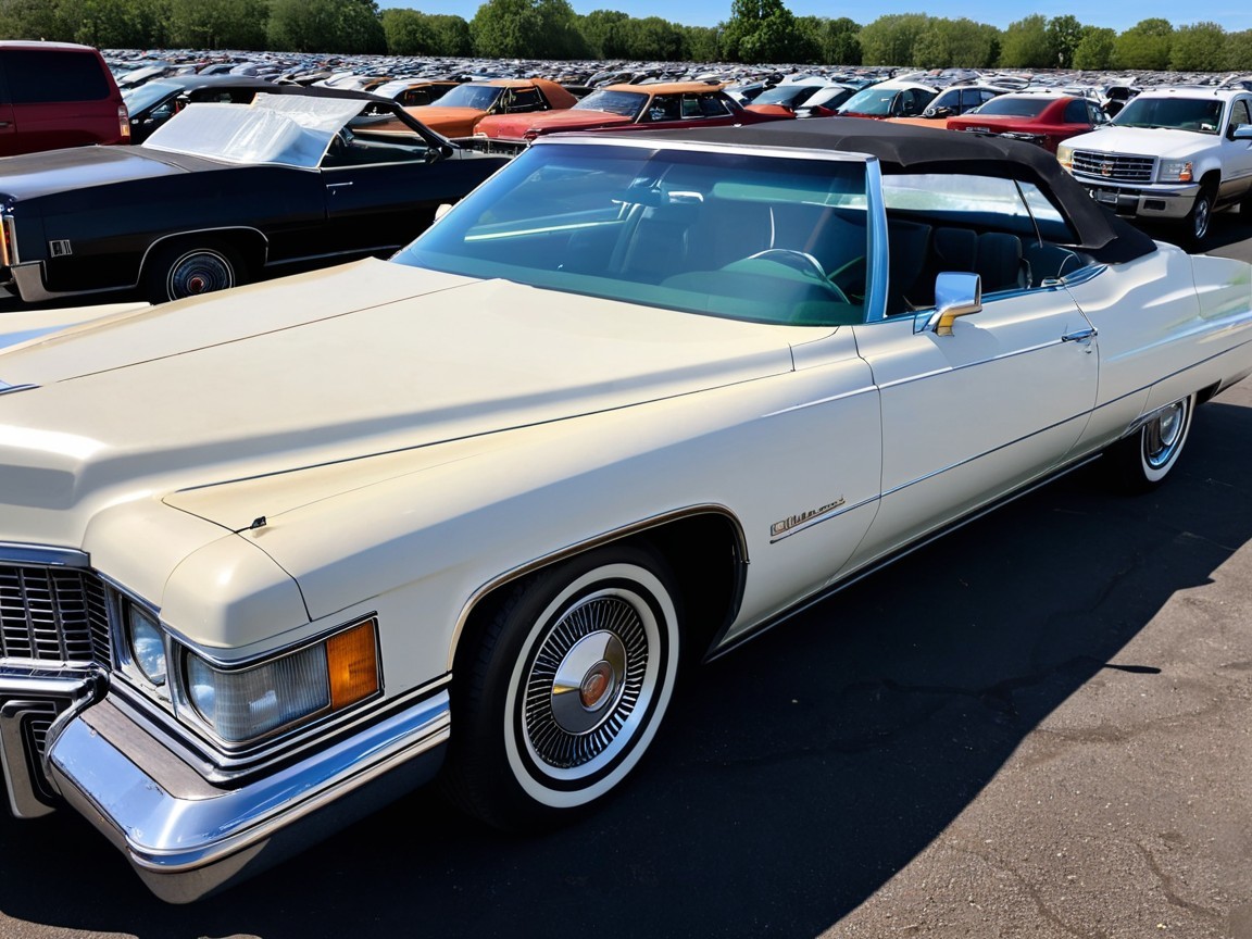 Vintage Convertible with Cream Exterior and Black Top