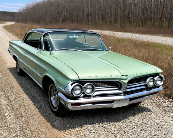 1960 Pontiac Bonneville in Light Green with Black Roof