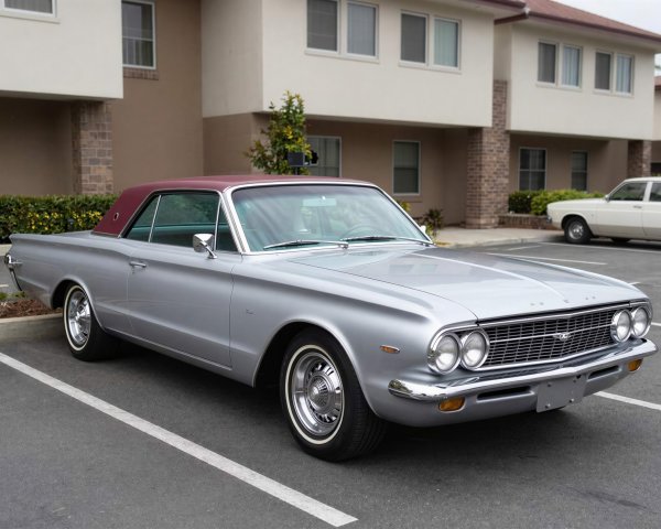 1964 Silver Plymouth Sport Fury in Residential Lot