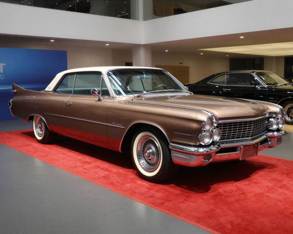 Vintage Cadillac DeVille on Red Carpet in Museum