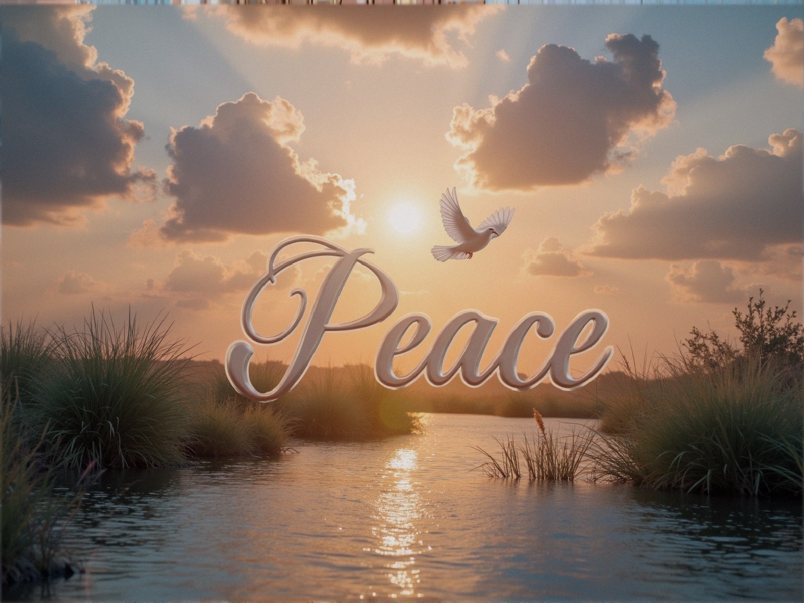 Peaceful Dusk: Dove Over Tranquil Waters